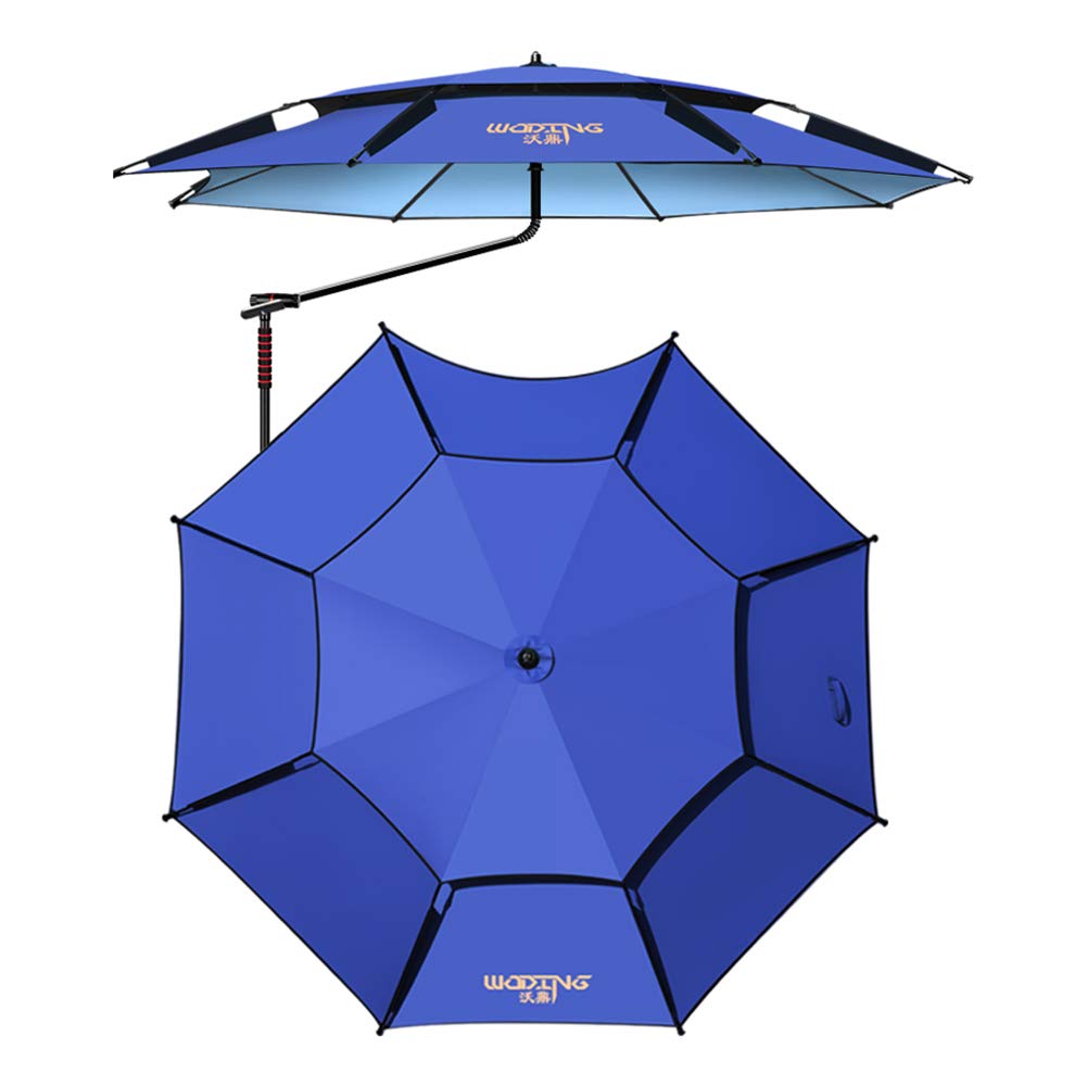 2.2m/7ft Offset Cantilever Patio Umbrella, Hanging Blue Garden Umbrella, Outdoor 2 Tier Balcony Umbrella with Ventilation, Octagonal Fishing Umbrella (2m/6.5ft, 2.4m/8ft)