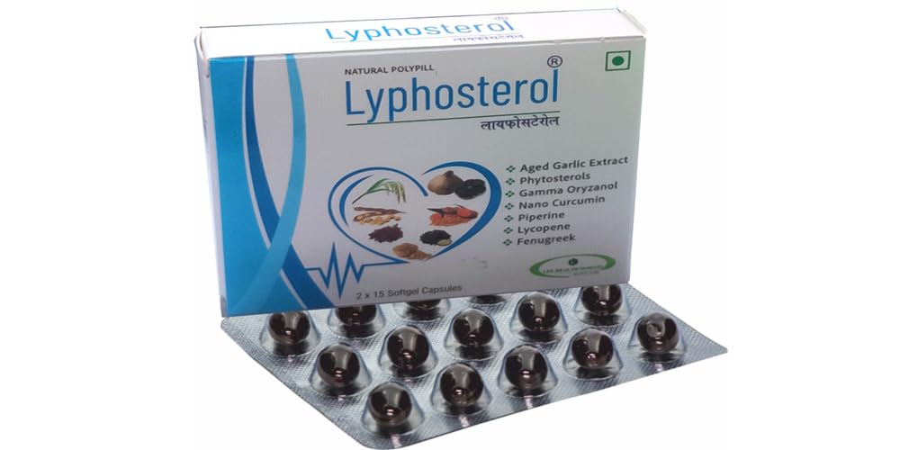 Lyphosterol Softgel Capsule For Healthy Heart, Reduces Cholesterol & Triglycerides With Aged Garlic Extract Phytosterols, Gamma Oryzanol Nano Curcumin Piperine, Lycopene Pack Of 30 Soft Gel Capsules (B08RSGS1F9) Amazon Price History, Amazon Price Tracker