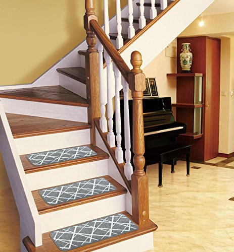 Seloom Modern Non Slip Stair Treads Carpet For Wooden Steps Indoor With Anti Moving Grip Rug Safety For Kids Elders And Dogs(Set Of 13), 25.5"×9.5" #TOP6