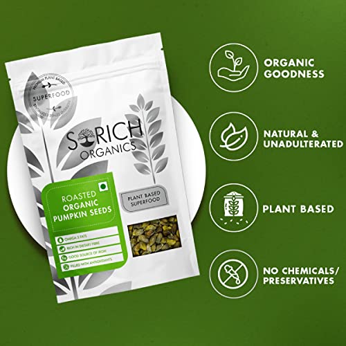 Image of Sorich Organics Roasted Pumpkin Seeds for Eating 200gm | Healthy Diet Snacks | Immunity Booster | Fiber Rich Superfood