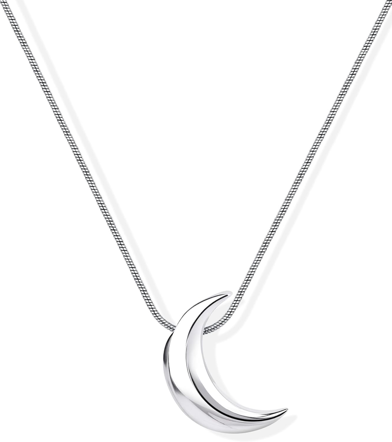 Dainty Silver Moon Necklace for Women-Tiny Crescent Moon Pendant Necklace Minimalist Celestial Silver Jewelry