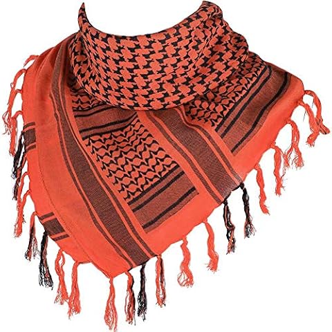 Cotton Scarf Military Shemagh Arab Tactical Desert Keffiyeh Thickened Head Neck Scarf Wrap for Women and Men 43"x43", Orange, One size Cover