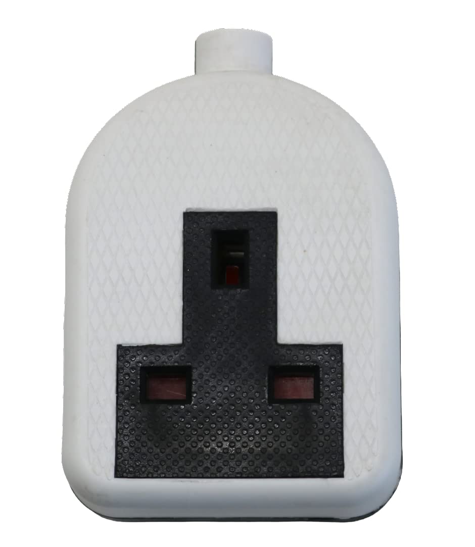 Single Gang High Impact Rubberised Plastic Electrical Plug Socket Extension 13A 240V Conforms BS1363