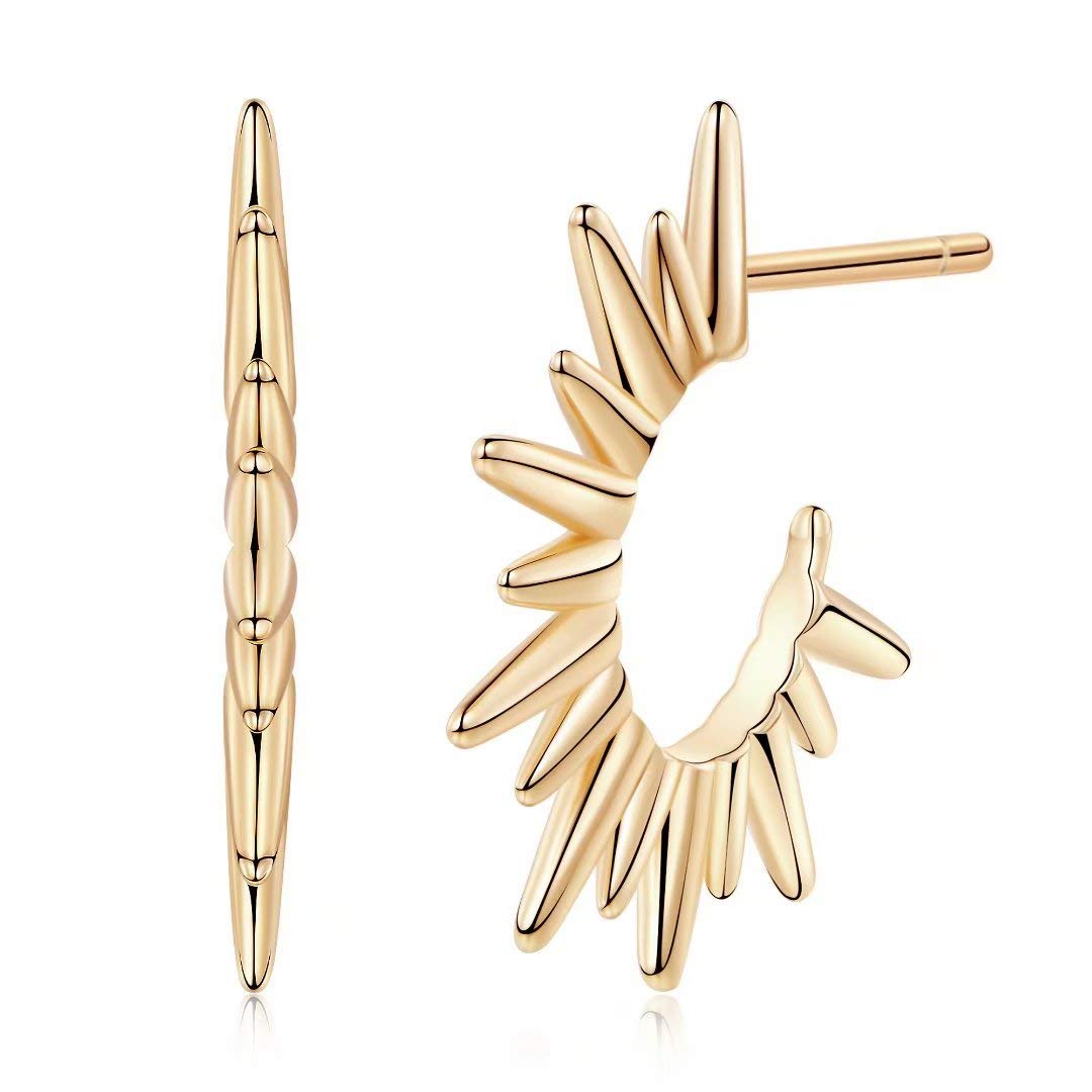 Memorjew Huggie Hoop Earrings for Women, 925 Sterling Silver-Plated Post Hypoallergenic Small Huggie Hoop Earring Cubic Zirconia Star Cross Spike