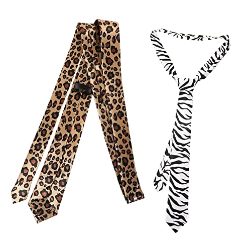 WOFASHPURET 2pcs Leopard Pattern Neckties Comfortable Party Supplies for Men Women Ideal for Daily or Special Occasions