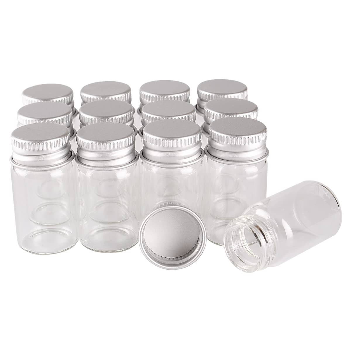 Amazon｜24個7ml-22x40mmアルミ蓋付き透明ガラス瓶、スパイスボトル