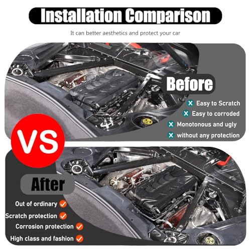 Image of for Corvette C8 Engine Cover Trim for Corvette C8 2020-2024 Engine Bay Protection Panel Cover Trim Exterior C8 Corvette Accessories ABS (Carbon Fiber Pattern)