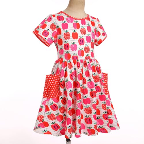 FYMNSI Kids Girls Back to School Dress with Pockets Toddler Little Girl Short Sleeve Crew Neck Summer Casual Dresses4