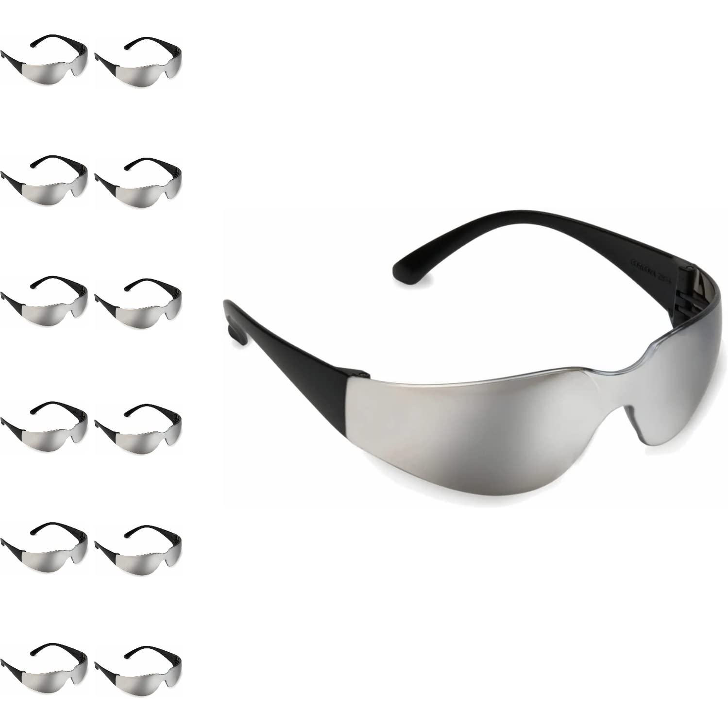 Bulldog Black Frame Safety Glasses, Silver Mirror Lens