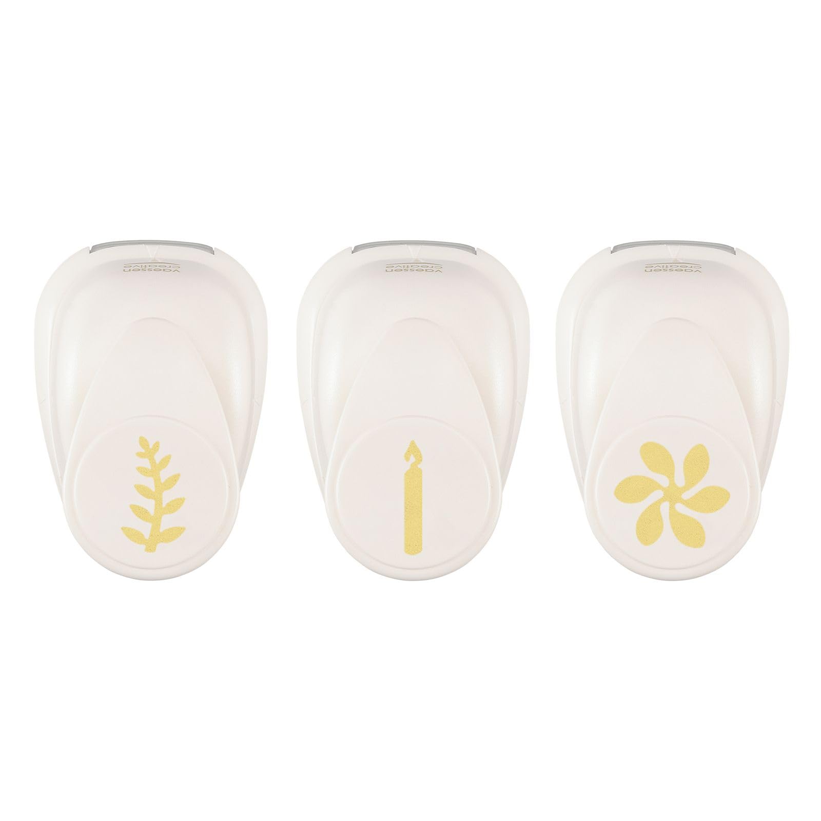 Vaessen Creative Craft Punch Set 3 pcs - Christmas - Candle (1 x 1.16"), Fern (0.55 x 1") & Flower Petal (0.75 x 0.94") - Paper Punch for Crafting, Card Making and Scrapbooking