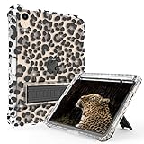 Rantice Case for iPad Mini 6 2021, iPad Mini 7 (A17 Pro) 2024 Case with Pencil Holder and Kickstand for Women Girl Kids, Slim Shockproof Clear Transparent Cover for iPad Mini 8.3 inch (Black Leopard)