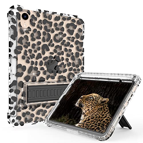 Rantice Case For Ipad Mini 6 2021, Ipad Mini Case With Pencil Holder And Kickstand For Women Girl Kids, Slim Shockproof Clear Transparent Cover For Ipad Mini 6Th Generation 8.3 Inch（Black Leopard） #TOP24