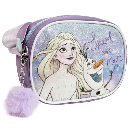 The Geeky Pop Sac bandoulière enfant Reine des Neiges Elsa & Olaf pailleté – Pochette zippée...