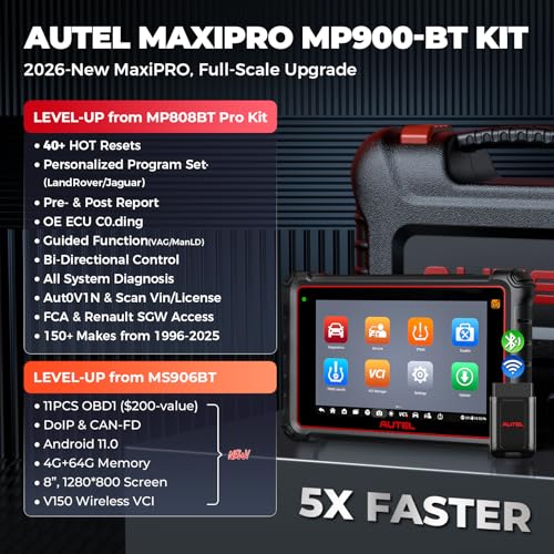 Autel MaxiPRO MP900-BT KIT Scanner: 2026 Same as MS906 Pro MS906 MAX MK908 w/OE C0ding, 3000+ Test, 40+ Service, 150+ Makes, Up of MP900-BT MP900BT w/ 200 Bucks 11 PCS OBD Cables, CAN FD & FCA SGW - Image 3