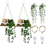 🌲 【Verbessert Ihr Innendesign】: Dieses hängende Holzregal ist die perfekte Aufbewahrungs- und Dekorationsablage für viele Räume im Haushalt. Wohnzimmer zum Organisieren Ihrer Bücher, schöne Pflanzen oder Kerzen, Küche zum Aufbewahren von Gewürzen oder Kaffeetassen, Badezimmer zum Halten von Handtüchern, Make-up oder Nagellack, Schlafzimmer zum Ausstellen von Fotorahmen und Erinnerungsstücken.