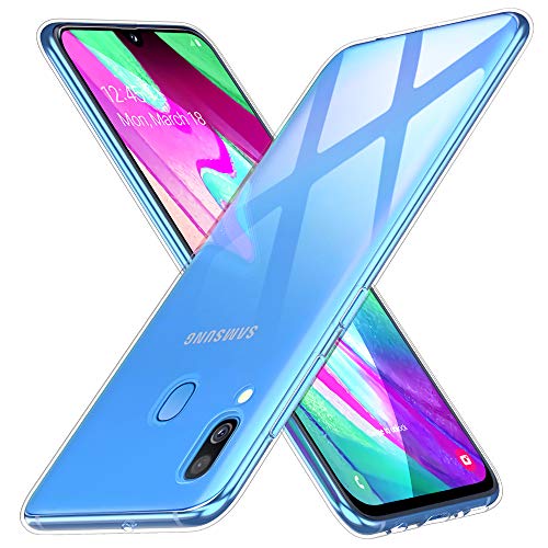 Peakally Funda Samsung Galaxy A40, Transparente Silicona Funda para Samsung Galaxy A40 Carcasa Flexible Claro Ligero TPU Fundas [Antideslizante] [Resistente a arañazos]-Transparente
