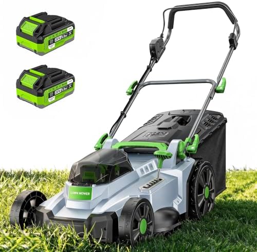 Cordless Lawn Mower, 17-Inch Walk Behind Lawn Mower for Garden