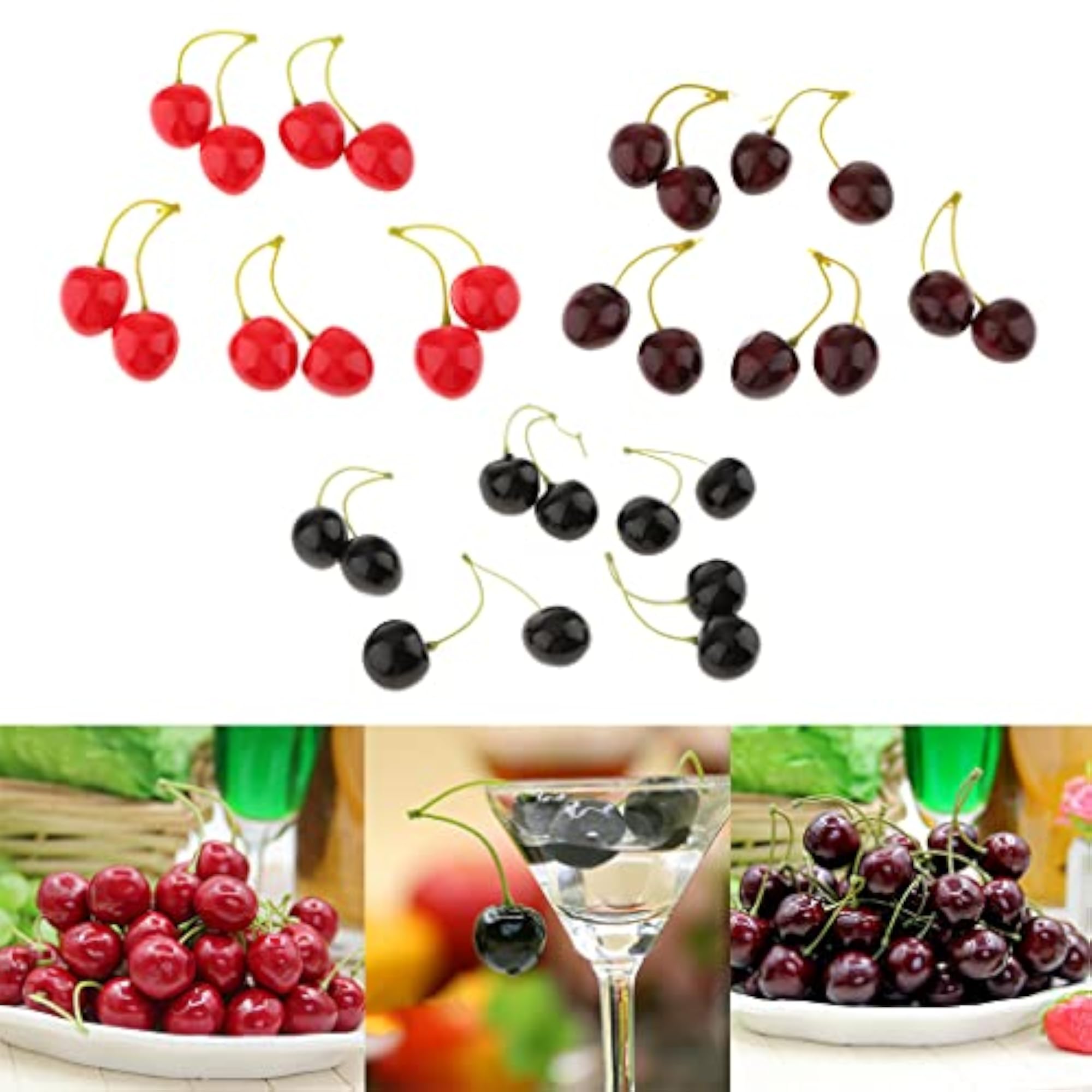 Artificial Fake Fruit Decorative Vivid Fruit Home Table Decor Cherry Red