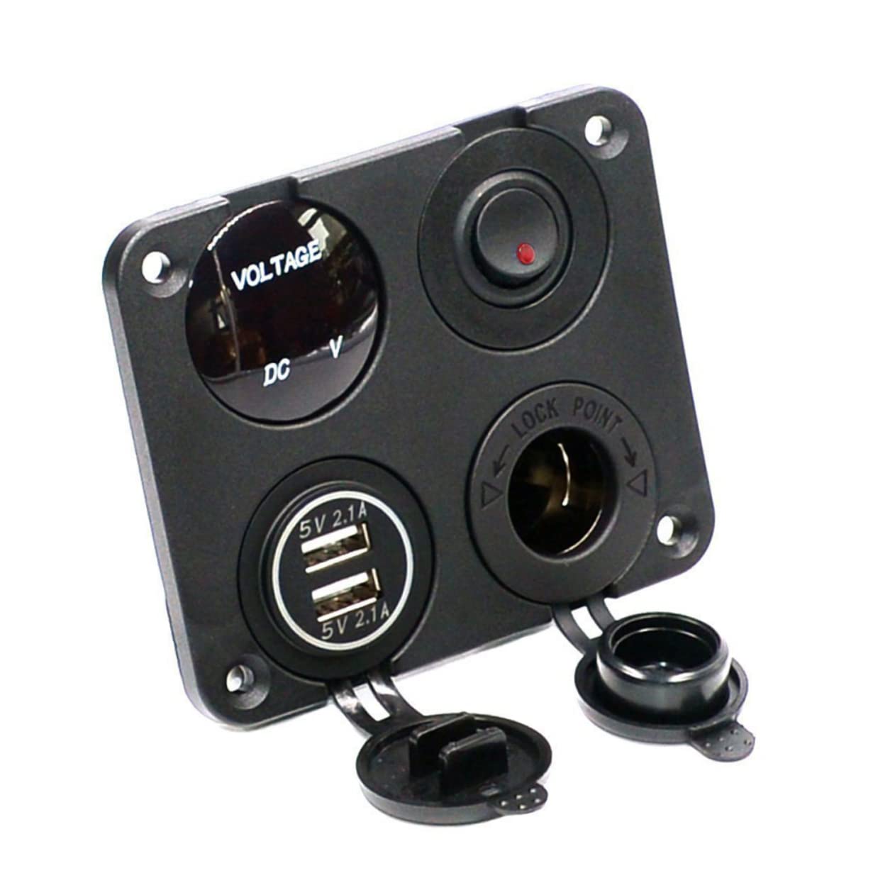 UPKOCH 3piezas Cargador Usb De Panel Voltímetro Digital y Doble Salida Interruptor Para Coche Barco y Vehículos De Luz Led Verde