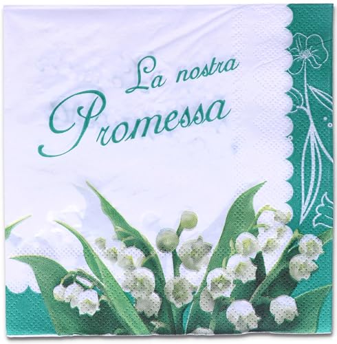 Graziano, Tovaglioli di Carta PROMESSA di MATRIMONIO Confezione da 20 tovaglioli, Formato 33x33, Buffet dolci party