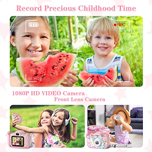 Anesky Kids Camera, Toy Camera For 3 4 5 6 7 8 9 10 11 12 Year Old Girls/Boys, Kids Digital Camera For Toddler With Video, Best Birthday Festival Gifts Selfie Camera For Kids With 32Gb Card - Pink #TOP5
