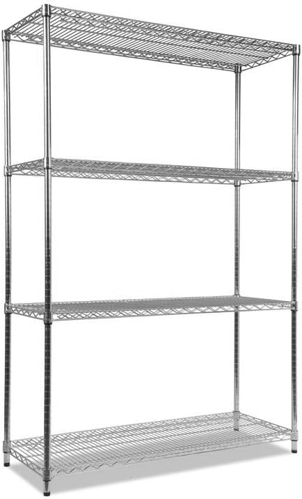 48 W x 18 D x 72 H, Kit de estantería de alambre cromado de 4 niveles  Capacidad de peso de 6,000 libras  NSF