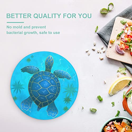 Planche à découper en verre tortue bleue de 20 cm résistante à la chaleur