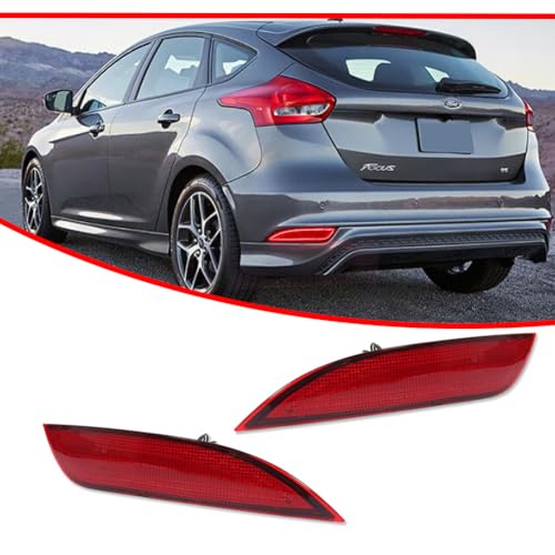 Image of for 2015 2016 2017 2018 Ford Focus Hatchback LED Rear Fog Bumper Reflector Brake Tail Sequential Turn Signal Lights Red Lens FO1185110, FO1184110