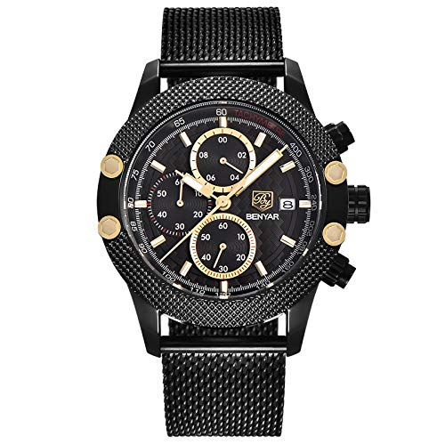 BENYAR Multifunction Chronograph Stainless Steel Waterproof Quartz Men's Business Watch