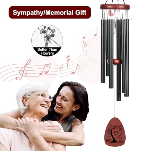 Image of Cardinal Memorial Wind Chimes Outside - Sympathy Wind Chimes Gift for Loss of Loved One Father Mother Husband, Windchimes in Memory Mom Dad Condolence Remembrance Funeral (VT-665)