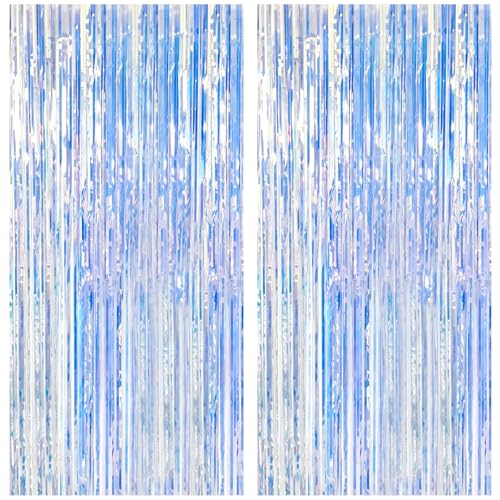 Image of 2 Pack Iridescent Backdrop Party Decorations Tinsel Curtain Party Backdrop Foil Fringe Birthday Decorations Photo Booth Streamer Backdrop Pink Theme Bachelorette Graduation Party Decorations