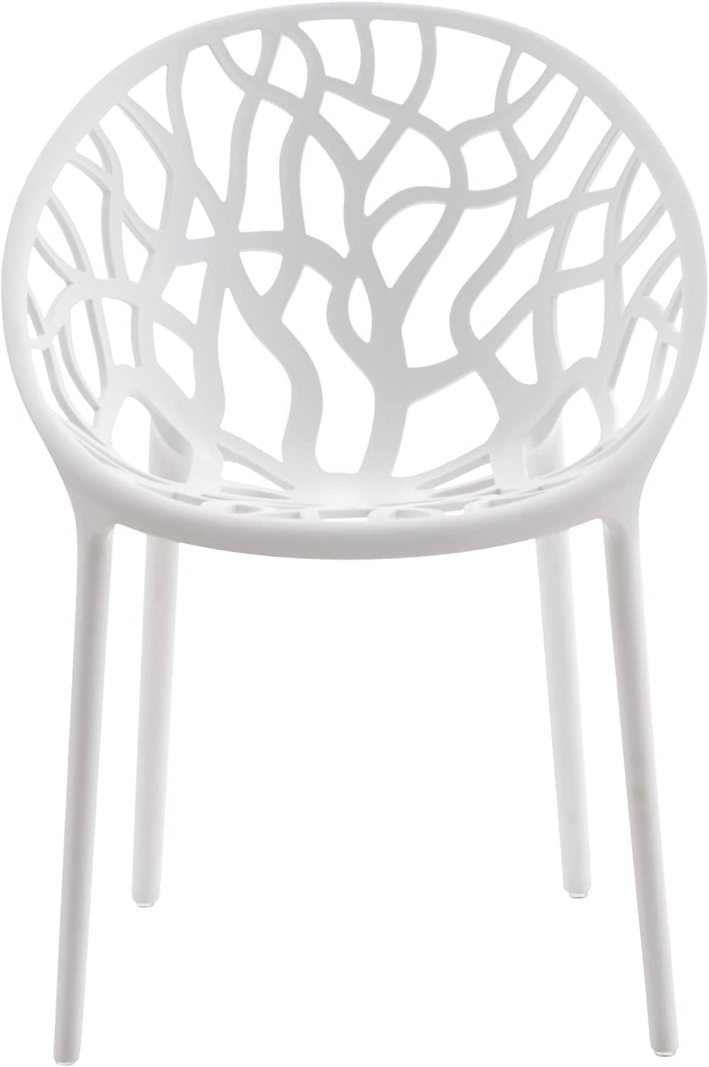 HOM4NISH Set of 2,4,6 Garden Furniture Kitchen Plastic Dining Chairs Geometric Hollow Chairs Bedroom Lounge Reception Tub Chair Stackable Chair for Indoor outdoor home commercial (4, White)