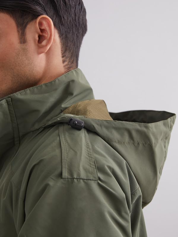 Image of MOUNTMILLER Men's Airshell Hooded Tactical Wind Jacket | Water-Repellent, Multi-Pocket, Abrasion-Resistant - Perfect for Outdoor Activities, Hiking, and Trekking