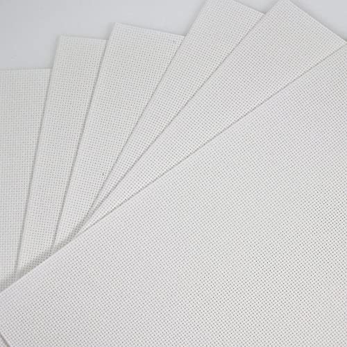 Image of KCS 4 /6 pc of 12 inch x 18 inch 30cmx45cm 16CT Counted Cotton Aida Cloth Cross Stitch Fabric (White, 6 pc)