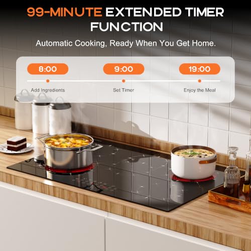 Image of Karinear Electric Cooktop 30 Inch, 5 Burners Radiant Stovetop, Sensor Touch Control, Multi-functional Electric Ceramic Cooktop, Drop-in Install, 8400W 220V(No Plug)