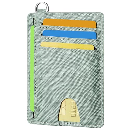 Image of Mayski Slim Wallet, Credit Card Holder for Women, Minimalist Front Pocket RFID Blocking Card Cases, Small Wallet Women Men(Cross Green)