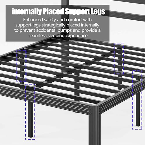 Image of ZIYOO 18 Inch Twin Metal Platform Bed Frame with Headboard, 1000 LBS Sturdy Steel Slat Bed Base, Noise Resistant, No Box Spring Needed, Easy Assembly for Apartment Dorm