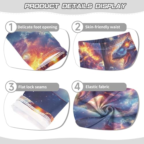 Boccsty Colorful Galax Lightning Dino Eyes Fire Dinosaur Girls Leggings Kids Yoga Pants Dance Active Tights 4T3