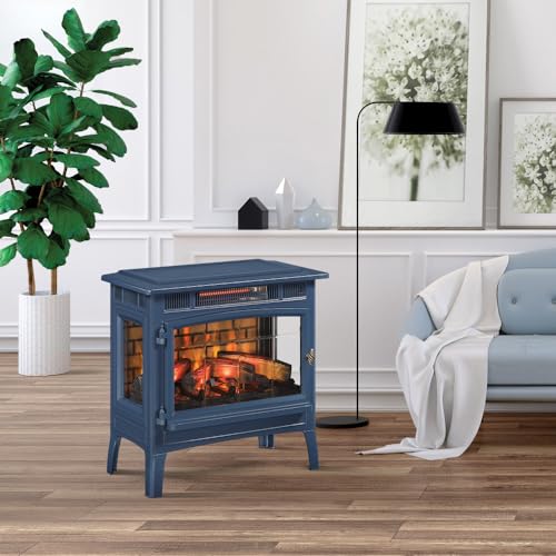 duraflame Freestanding Electric Fireplace Stove Heater with 3D Flame Effect for 1,000 Sq. Ft. Room, Navy - Image 2