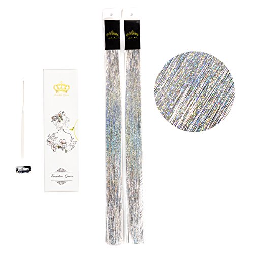 40'' Hair Tinsel 210 Strands-Sparkling Silver