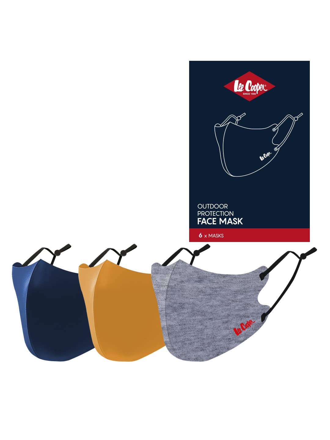 Lee Cooper Cotton Washable and Reusable Face Mask (Multicolour, Pack of 3) for Unisex-Adult
