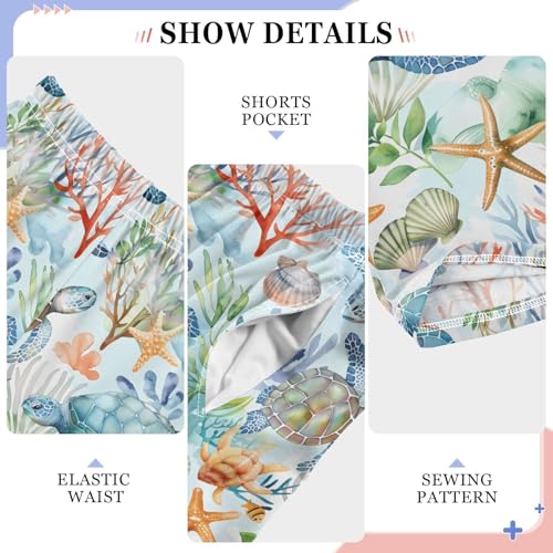 Watercolor Bright Sea Turtles Pajamas Bottoms with Pockets Comfy Pjs Sleepwear Elastic Waistband Pajamas Pants Lounge Pants4