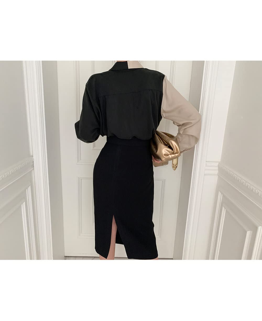Damen-Hemd Mit Knopfleiste,Damen Satinbluse Hemd Naht Langarm Vintage Mode Seidenhemden Business Hemd Mit Knopf Sexy Party Tops Lässige Arbeit Bürobluse Für Mädchen Damen