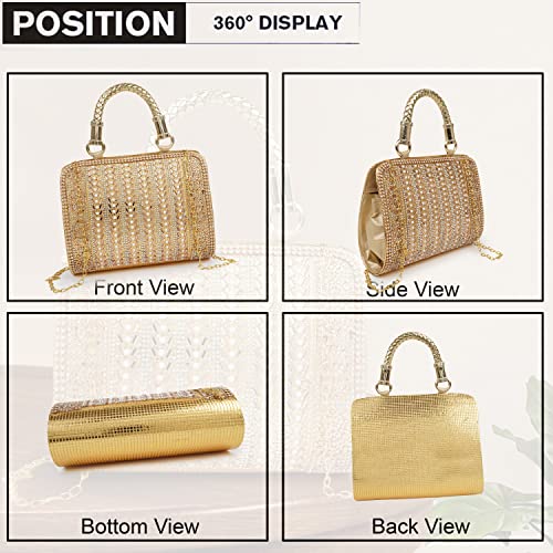 NORVE PU Embroided Stylish Fancy Women's Stones Evening Gold Chain Strap Party Clutch Wedding Bag Wallet - Image 4