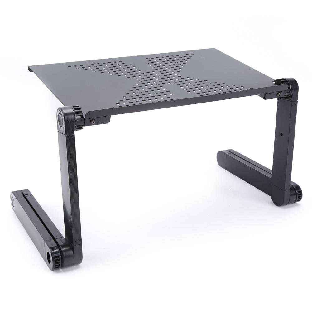 Scrivania per Computer Portatile, Regolabile a 360 Gradi, Alluminio, Pieghevole, con Ripiano per Mouse e Cuscino Refrigerante, Portatile