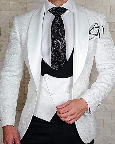 Men's Printed Suits Classic Design Slim Fit Shawl Lapel Tuxedos 3-Pieces Groomsmen Dress for Wedding4