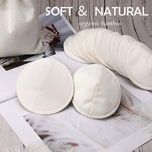 Phogary 12 Pcs Washable Bamboo Nursing Pads, Reusable Organic Breast Pads With Laundry Bag And Storage Bag, Soft & Super Absorbent - Perfect Baby Shower #TOP4