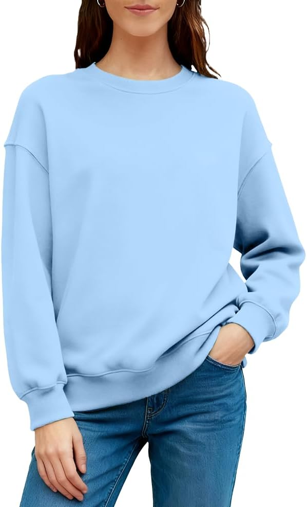 Crewneck Sweatshirts for Women Cute Casual Women's Plain Long Sleeve Pullover Tops