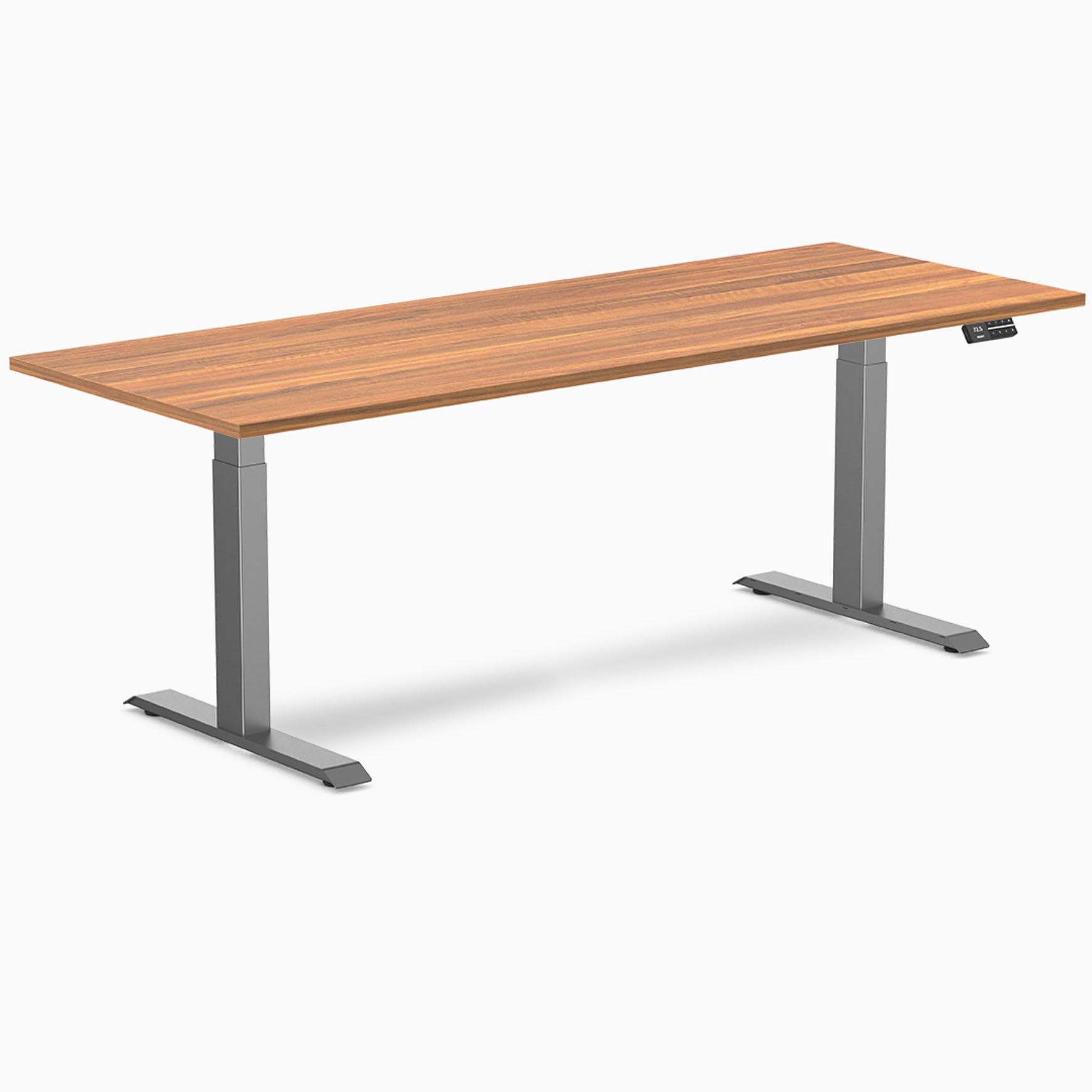 Desky Dual Laminate Sit Stand Desk Prime Oak 78.7" Space Gray