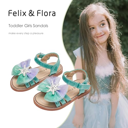 Image of Felix & Flora Toddler Girl Sandals -Flower Girl Dress Shoes Open Toe Little Kid Flats